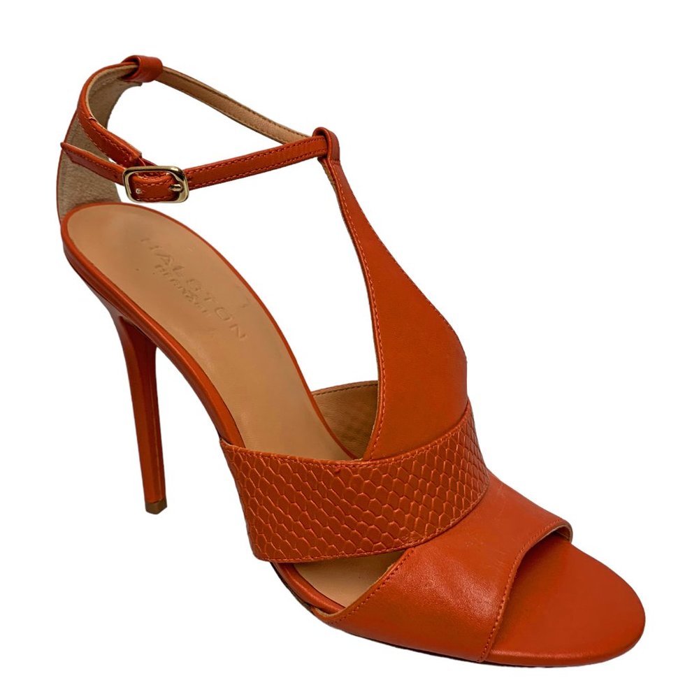 Halston Heritage Connie Dark Coral Leather Sandal Heels‎  NWOB - Picture 6 of 10